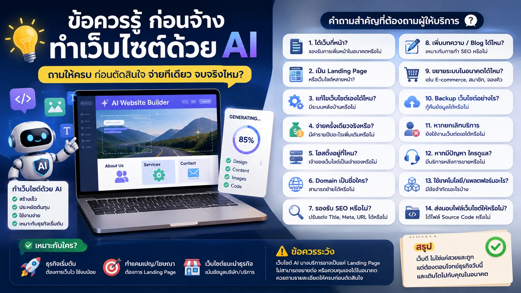 ข้อควรรู้ก่อนจ้างทำเว็บไซต์ด้วย AI