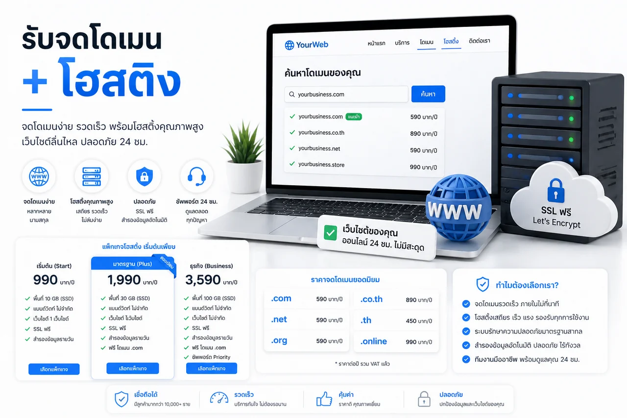 รับจดโดเมน โฮสติ้ง